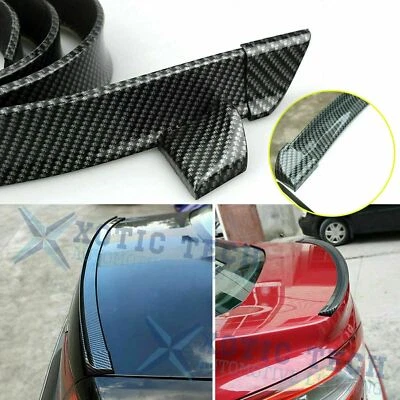 Car Carbon Fiber Rear Wing Lip Tail Spoiler Trunk Roof Trim Sticker Universal - Image 1 of 4