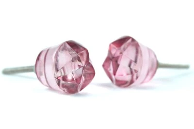 Maçanetas de porta de vidro corte rosa claro | Conjunto de 2 peças estilo vitoriano, guarda-roupa de armário - Imagem 1 de 4