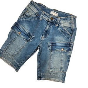 Free People We The Free Size 26 Cargo Jorts Cut Off Jean Shorts Stretch Denim - Picture 1 of 13