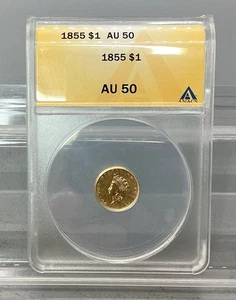 1855 American Gold Dollar - ANACS - AU 50 - Bild 1 von 4
