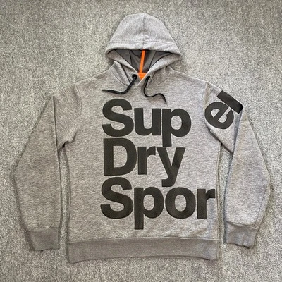 Superdry Sudadera con Capucha Sport Combat Adulto Grande Gris Negro Logo Grande Pullover Sudadera Foto 1 de 4