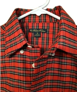 BROOKS BROTHERS Jungen Kleid Oxford Hemd Langarm Rot Kariert Medium Neu - Bild 1 von 4