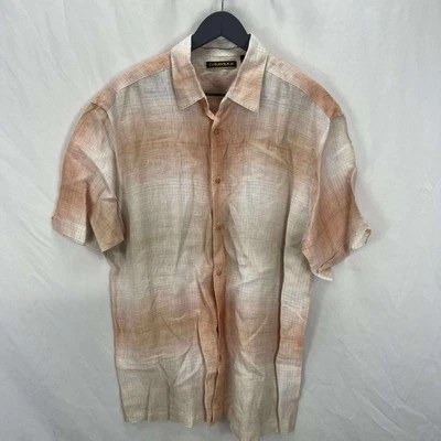 Camisa Cubavera Botón XL Lino Bronceado Claro Manga Corta Buen Estado Ver Notas Foto 1 de 4