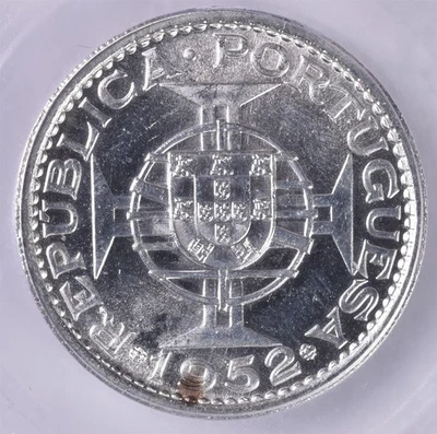 1952 Portuguese Macau 5 Patacas - ICG MS65  - Image 1 of 3