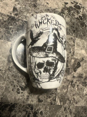 Taza acampanada Coventry Halloween calavera malvada huesos cruzados alta 6-1/4" NUEVA Foto 1 de 4