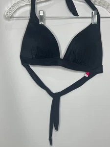 Victoria's Secret Negro Bikini Halter Top Talla Grande L Corbata Frontal Traje de Baño - Imagen 1 de 2
