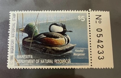 MINNESOTA - State Duck Stamp - #14 1990 MNH Full Tab On Right - Image 1 of 2