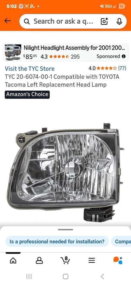 Conjunto de faróis - Certificado NSF TYC 20-6074-00-1 serve para Toyota Tacoma 01-04 - Imagem 1 de 1