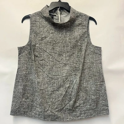 Alfani Womens L Matchless Texture Grey Funnel Neck Shell Sleeveless Top NWT BS38 - Image 1 of 4