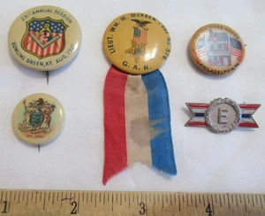 5 Cigarrillos Caporales Vintage Patriótico Pinback GAR Masónico Plata Esterlina - Imagen 1 de 8