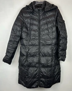 Stepp Daunen langer Puffer Mantel Damen M durchgehender Reißverschluss schwarz warm kuschelig Fehler lesen - Bild 1 von 10