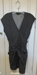 Kate Spade Saturday Wrap Dress White Square Black Size Large Cotton Blend - Picture 1 of 11