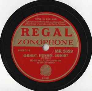 ROBB WILTON MUSIC HALL VARIETY RARE 78 - GOODNIGHT EVERYBODY GOODNIGHT - NR MINT - Picture 1 of 2