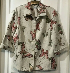 Alfred Dunner Butterfly Blazer Swing Jacket Floral Brocade Tapestry Women's 16 - Picture 1 of 5