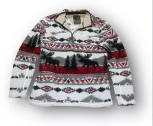 Cabin Fever By Ramatex 1/4 zip Sherpa Pullover Size Medium. Sweater Western - Picture 1 of 7