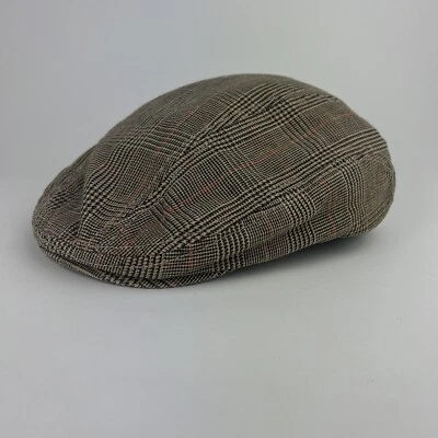 Винтажный Aeropostale 87 маленький/средний newsboy шляпа клетку крышка Baret с подкладкой коричневый 90-х Y2k - Изображение 1 из 4