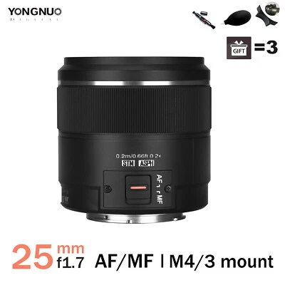 Yongnuo YN25mm F1.7M AF MF Lens Micro 4/3 Mount for M43 Olympus Panasonic Camera - Image 1 of 4