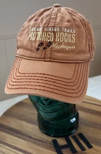 SCENIC HIKING TRAILS PICTURED ROCKS MICHIGAN HAT ORANGE ADJUSTABLE VGC H11 - Picture 1 of 3