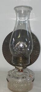 Vintage Eagle Pat Pending Glass oil Lamp with Ribbed Tin Reflector & Holder