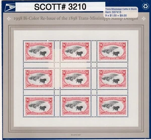 Scott #3210 Trans-Mississippi (Cattle in Storm) $1 Sheet of 9 Stamps Sealed Blue - Picture 1 of 2