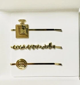 CHANEL COCO VIP-Gift Hair Accessories - Set Of 3 Gold Plated Hair Clips - NEW - Picture 1 of 5