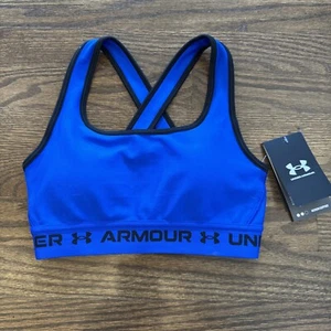 Under Armour Sports Bra Compression Crossback Women's XS 30/32 A/B Blue New - Picture 1 of 7