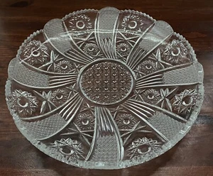 RARE HEAVY STAR OF DAVID CUT GLASS CRYSTAL SERVING PLATE / PLATTER - Bild 1 von 6