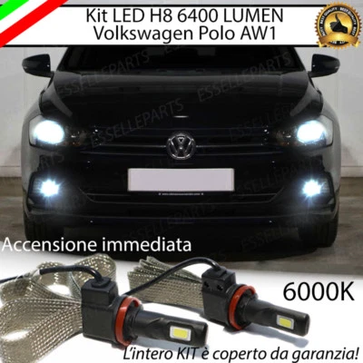 KIT FULL LED VW POLO AW1 LAMPADE H8 FENDINEBBIA CANBUS 6000K 6400 LUMEN - Immagine 1 di 4