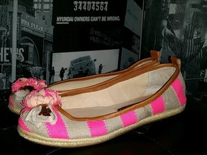 Juicy Couture Gianna Striped Flats Shoes Pink 7 - Picture 1 of 6