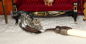 Tabby cat MADE TO ORDER OOAK 1:12 Miniature Dollhouse handmade realistic IGMA - Picture 1 of 10