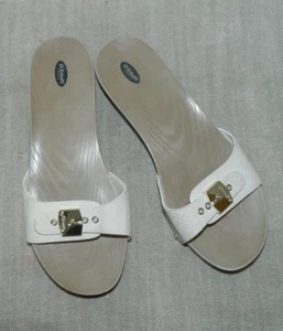 Dr.  Scholls Sandals Shoes Size 10 White Snakeskin Classics Clogs Made In Italy - Picture 1 of 6