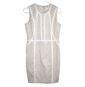 Calvin Klein Dress Size 8P Cocktail Business Sleeveless Shift White Beige - Picture 1 of 4