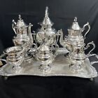 Vintage Silver Plated Royal And Luxury 6 Piece Coffee And Teaset With Serving Tray