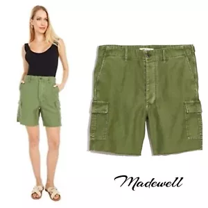 Neu mit Etikett Madewell grüne hochtaillierte Cutoff-Cargoshorts, Größe 28 - Bild 1 von 8