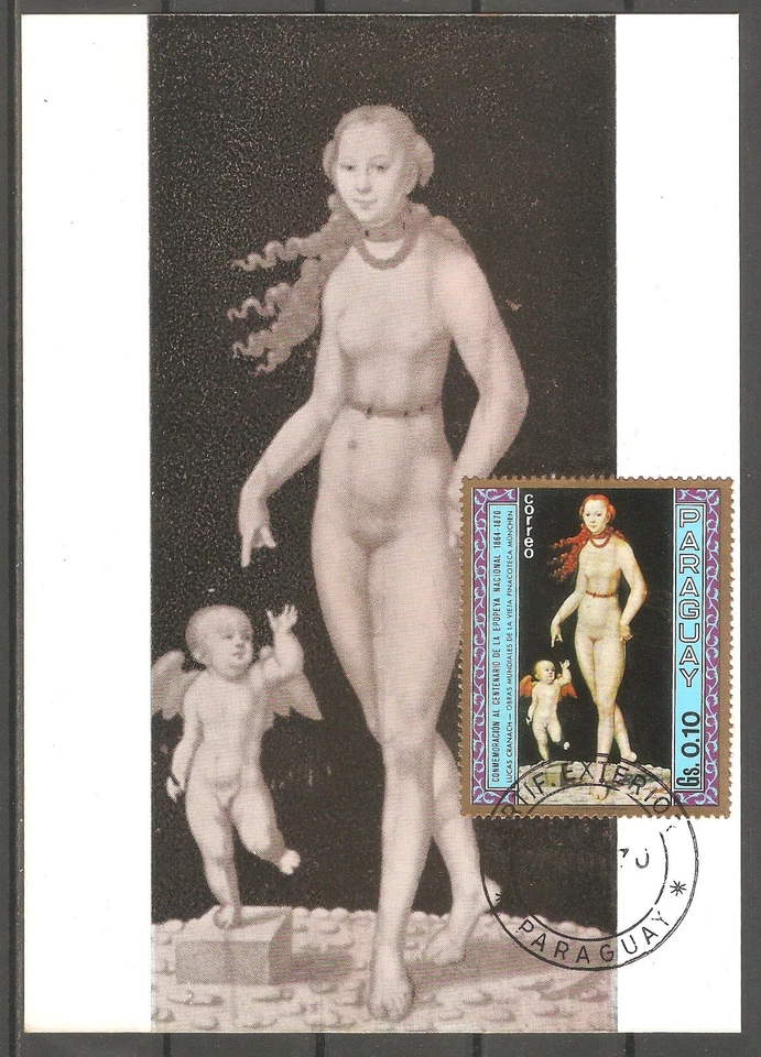 Paraguay 1970 MAXIMUM CARD WOMAN PAINTING Venus and Cupid by Lucas Cranach - Image 1 of 1