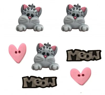 Precious Paws 105 - Cat Buttons Galore Embellishments - Craft Sewing Scrap - Image 1 of 2
