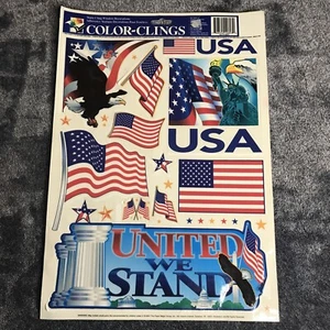 4th of July Window Color Clings USA Made Independence Day 1990 Holiday Stickers - Picture 1 of 7