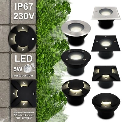 LED Bodenleuchten kurz IP67 230V Bodeneinbaustrahler  Bodenstrahler außen TIERRA - Bild 1 von 4
