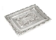 Antique Colonial Indian Silver Repousse Rectangular Trinket Dish - Lucknow c1900
