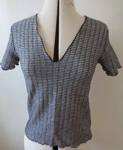 Zara Mujer Hilo Brillante Jacquard Camiseta Manga Corta Top Talla EUR EE. UU. M - Imagen 1 de 7