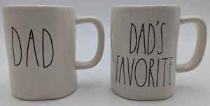 Rae Dunn Set of 2 Ceramic Mugs DAD -- DAD'S FAVORITE - Picture 1 of 7