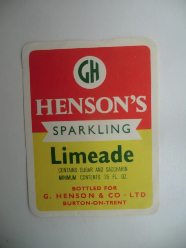 MINT HENSON BURTON SPARKLING LIMEADE 25 fl oz BREWERY BEER BOTTLE LABEL - Image 1 of 1