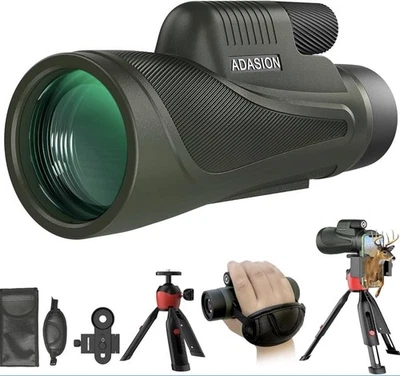 12x56 HD Monocular Telescope with Smartphone Adapter, Upgraded Tripod, Hand Stra - Image 1 of 4