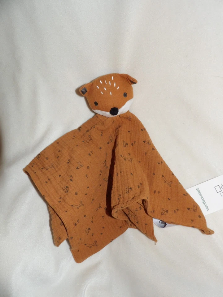 Doudou Plat  Chat Lange Renard Marron  Vert Baudet Neuf - Photo 1/1