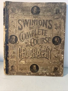 1875 Swinton's Complete Course Geography School Atlas Book with Maps, Text - Imagen 1 de 13