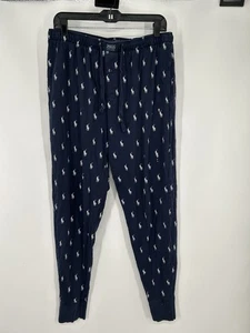 Polo Ralph Lauren AOP All Over Print Pony Logo Joggers Sweatpants Navy Men Large - Picture 1 of 5