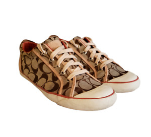 Coach Women's Barrett Brown Lace Up Low Top Sneakers Shoes Size 9.5 B