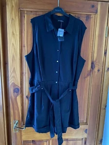 black linen mix playsuit size 20 bnwt - Picture 1 of 3