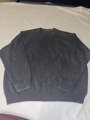 Suéter tejido panel ventana IZOD 100 % algodón etiquetado 3X se usa como 2X gris ex segundo Foto 1 de 4
