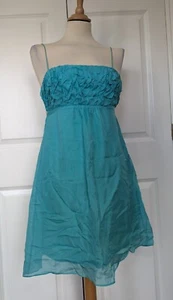 VESTIDO SIN TIRANTES PAUL & JOE HERMANA VERDE AZULADO SEDA TALLA 8 EXCELENTE ESTADO - Imagen 1 de 6